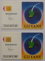 GUYANE - Centre Spatial Guyanais - Base Lancement CNES - Paire 2 Télécartes Utilisées France 50/120 Unités - Raumfahrt