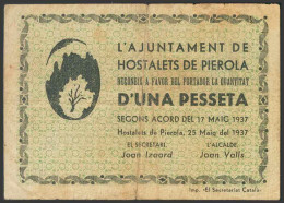 HOSTALETS DE PIEROLA. (BARCELONA). 1 Peseta. 25 De Mayo De 1937. (González: 823 - Andere & Zonder Classificatie