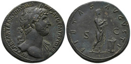 ADRIANO. Sestercio. (Ae. 23,65g/34mm). 124 D.C. Roma. Anv: IMP CAESAR TRAIAN HA - Les Antonins (96 à 192)