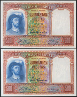 500 Pesetas. 25 De Abril De 1931. Pareja Correlativa. Sin Serie. (Edifil 2021:  - Autres & Non Classés