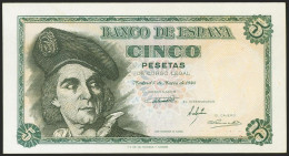 5 Pesetas. 5 De Marzo De 1948. Serie E. (Edifil 2021: 455a). Apresto Original.  - Other & Unclassified