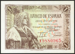 1 Peseta. 15 De Junio De 1945. Serie A. (Edifil 2021: 448a). Apresto Original.  - Other & Unclassified