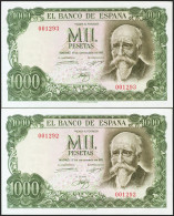 1000 Pesetas. 17 De Septiembre De 1971. Pareja Correlativa. Sin Serie Y Numerac - Otros & Sin Clasificación