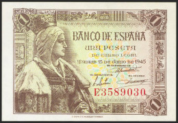 1 Peseta. 15 De Junio De 1945. Serie E. (Edifil 2021: 448a). Apresto Original.  - Altri & Non Classificati