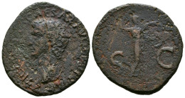 CLAUDIO I. As. (Ae. 8,29g/27mm). 41-50 D.C. Roma. (RIC 100). Anv: Cabeza De Cla - La Dinastía Julio-Claudia (-27 / 69)
