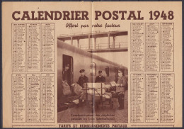 Belgique - Calendrier Postal 1948 Avec Tarifs Et Renseignements Postaux - Tarifs Postaux