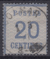 TIMBRE FRANCE ALSACE LORRAINE 20c BLEU N° 6 CACHET ALLEMAND DE COLMAR - Usati