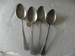 4 Cuillères A Soupe En Aluminium Xix Eme - Spoons