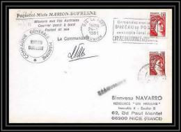 1311 Marion Dufresne La Reunion 24/1/1981 Signé Signed TAAF Antarctic Terres Australes Lettre (cover) - Antarktis-Expeditionen