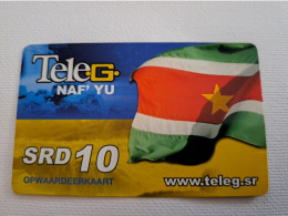 SURINAME US 10,-  / UNITS GSM  PREPAID / TELEG ITS YOURS/ SURINAME FLAG  /    MOBILE CARD    **16583 ** - Surinam