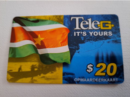 SURINAME US 20,-  / UNITS GSM  PREPAID / TELEG ITS YOURS/ SURINAME FLAG  /    MOBILE CARD    **16584 ** - Surinam