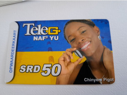 SURINAME US $50  / UNITS GSM  PREPAID /CHINYERE PIGOT  / HIGH VALUE !!     MOBILE CARD           **16586 ** - Suriname