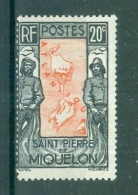ST-PIERRE-ET-MIQUELON - N°142* MH Trace De Charnière SCAN DU VERSO. Carte. - Unused Stamps
