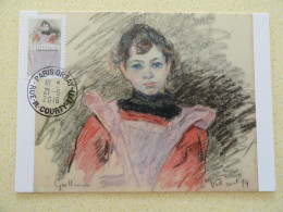 CARTE MAXIMUM CARD PORTRAIT DE PETITE FILLE PAR ARMAND GUILLAUMIN OBL ORD PARIS ORSAY FRANCE - Impressionisme