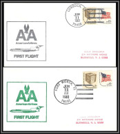 12580 Lot 2 Couleurs American Airlines Lubbock Fort Worth 11/6/1981 Premier Vol First Flight Lettre Airmail Cover Usa - 3c. 1961-... Briefe U. Dokumente