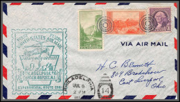 12162 Am 2001 Experimental Route Rotary Wing Aircraft Philadelphia 6/7/1939 Premier Vol First Flight Lettre Airmail  - 2c. 1941-1960 Covers