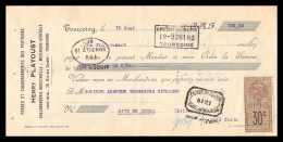 12945 30c Affiches 1926 Chaudronneries Playoust Tourcoing Verreries Richarme Rive De Gier Loire Timbre Fiscal Fiscaux - Lettres & Documents