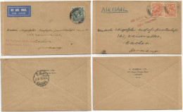 UK Britain #2 Commerce AirmailCVs London 1933/34 To 3rd Reich Aachen Via 2 Diffent Airpost Post Directions - Briefe U. Dokumente