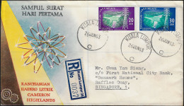 Fédération De Malaisie 1963 Y&T 114 Et 115 Sur FDC, Envoi Recommandé Pour Singapour. Barrage Des Cameron Highlands - Wasser