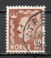 Norway, 1951, King Haakon VII, 80ö, USED - Used Stamps