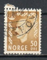 Norway, 1957, King Haakon VII, 50ö/Yellow-Ochre, USED - Used Stamps