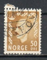 Norway, 1957, King Haakon VII, 50ö/Yellow-Ochre, USED - Oblitérés