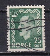 Norway, 1956, King Haakon VII, 25ö/Green, USED - Oblitérés