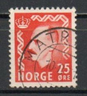 Norway, 1950, King Haakon VII, 25ö/Scarlet, USED - Oblitérés