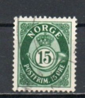 Norway, 1950, Posthorn/Photogravure, 15ö/Green, USED - Gebraucht