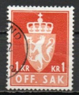 Norway, 1972, Coat Of Arms/Photogravure, 1Kr/Red, USED - Dienstzegels