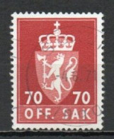 Norway, 1972, Coat Of Arms/Photogravure, 70ö/Red-Brown, USED - Service