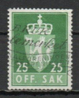 Norway, 1959, Coat Of Arms/Photogravure, 25ö, USED - Dienstzegels