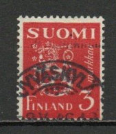 Finland, 1945, Lion, 3mk/Red, USED - Gebruikt