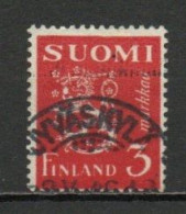 Finland, 1945, Lion, 3mk/Red, USED - Used Stamps