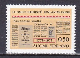 Finland, 1971, Finnish Press 200th Anniv, 0.50mk, MNH - Ongebruikt