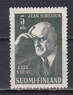 Finland, 1945, Jean Sibelius 80th Birthday, 5mk, MH - Nuevos