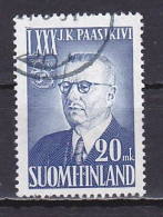 Finland, 1950, Pres Juho H. Paasikivi 80th Anniv, 20mk, USED - Gebruikt