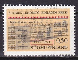 Finland, 1971, Finnish Press 200th Anniv, 0.50mk, USED - Oblitérés