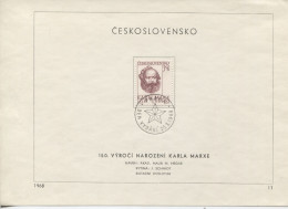 Tschechoslowakei # 1777 Ersttagsblatt Karl Marx Philosoph Historiker - Lettres & Documents
