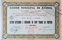 Casino Municipal De Bandol - 1930 - Action Cat. A - Casinos