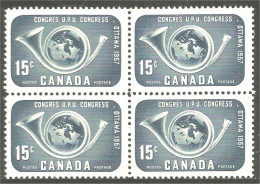 Canada UPU Cor Posthorn Globe Block/4 MNH ** Neuf SC (03-72d) - Unused Stamps