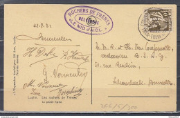 Postkaart Van Convoyeur Belge / Train-trein 1208 Naar Bruxelles Rochers De Frénes Le Nid D'Aigl Belvedere - 1932 Cérès Et Mercure