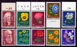 Switzerland / Helvetia / Schweiz / Suisse 1958 & 1959 ⁕ Pro Juventute Mi.663-667 & Mi.687-690 ⁕ 10v MNH - Neufs