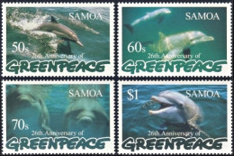 Samoa 1997, Greenpeace Dolphins - 4 V. MNH - Dolphins