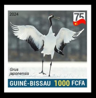 GUINEA BISSAU 2024 IMPERF STAMP 1V - CHINA BIRDS - RED CROWNED CRANE GRUE DU JAPAN - 75 ANNIV. OF CHINA - MNH - Cranes And Other Gruiformes