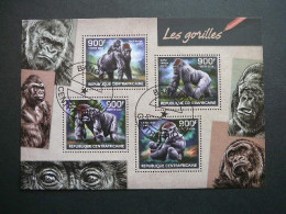 Monkeys. Affen. Singes # Central African Republic # 2014 Used S/s #126 Gorillas Animals - Singes