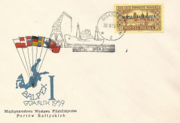 Poland Postmark D59.08.30 GDANSK.kop: Philatelic Exhibition Balpex 1959 Ship Crane (analogous) - Ganzsachen