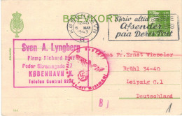 Sven Lyngberg Kopenhagen 1943 > Wieseler Leipzig - Zensur OKW - Entiers Postaux