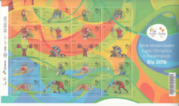 2015 Brazil Rio Olympics Basketball Cycling Rowing Weight Lifting M/sheet Of 20 MNH *crease Top Left Corner Stamps OK - Neufs