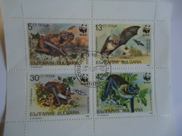 BULGARIA  USED STAMPS SHEET WWF ANIMALS  BAT - Oblitérés